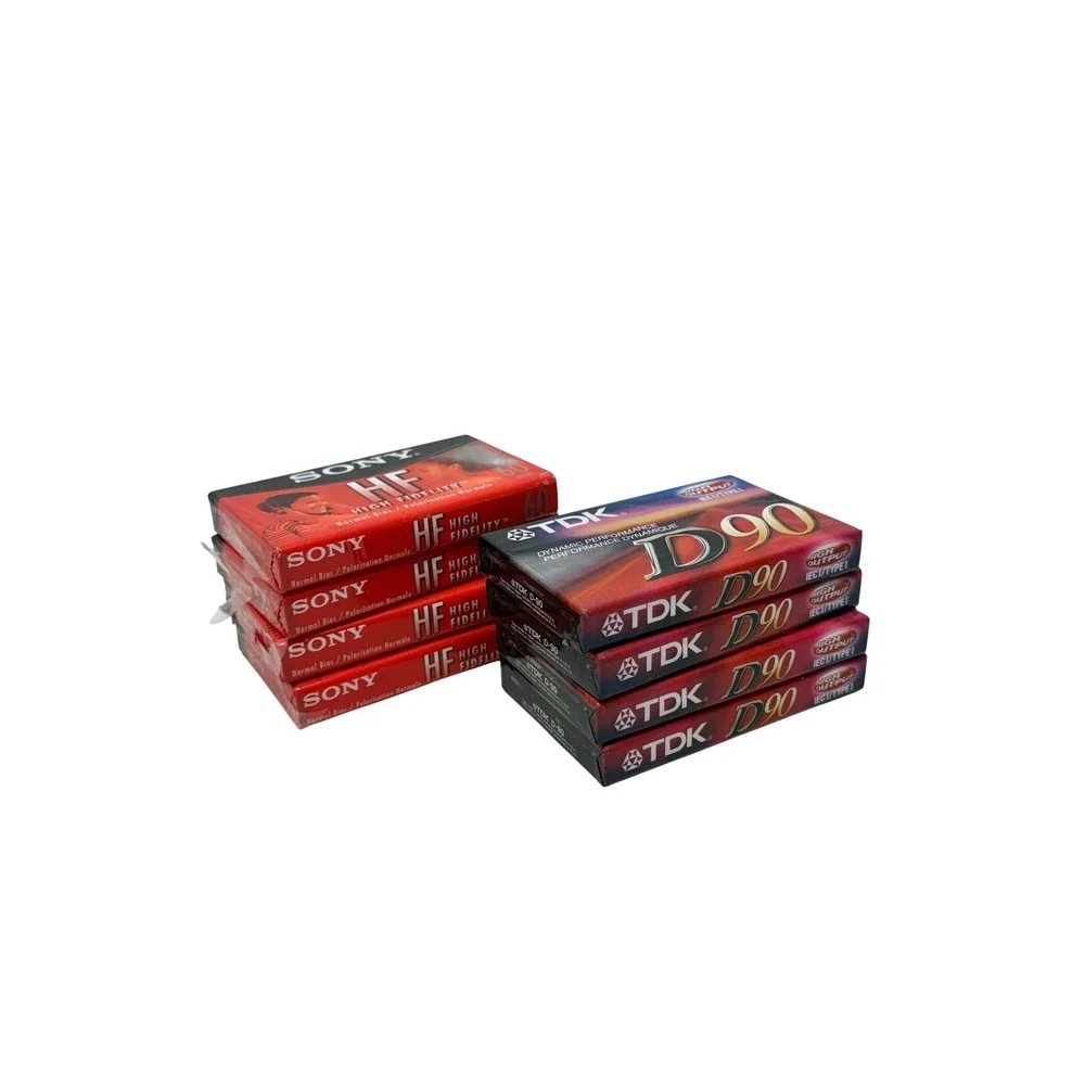 8 Sony HF 60 TDK D90 Blank Audio Cassette Tapes Type I Normal Bias New Sealed
